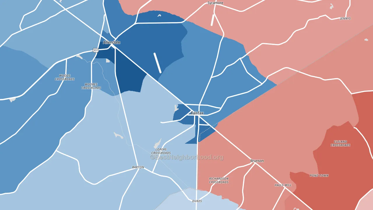 29827, SC block-group political-lean map