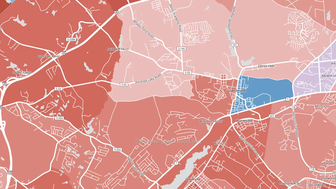 29829, SC block-group political-lean map