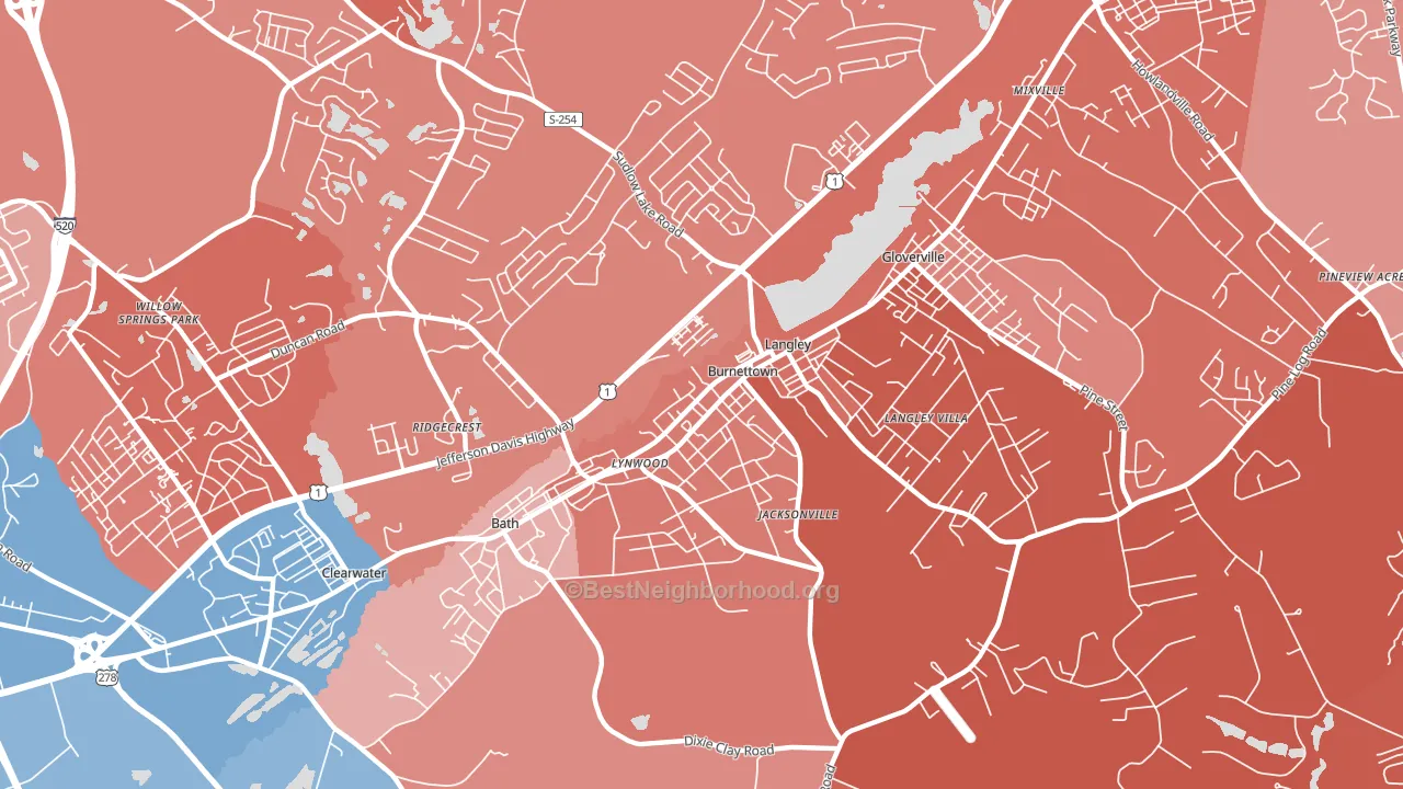 29834, SC block-group political-lean map