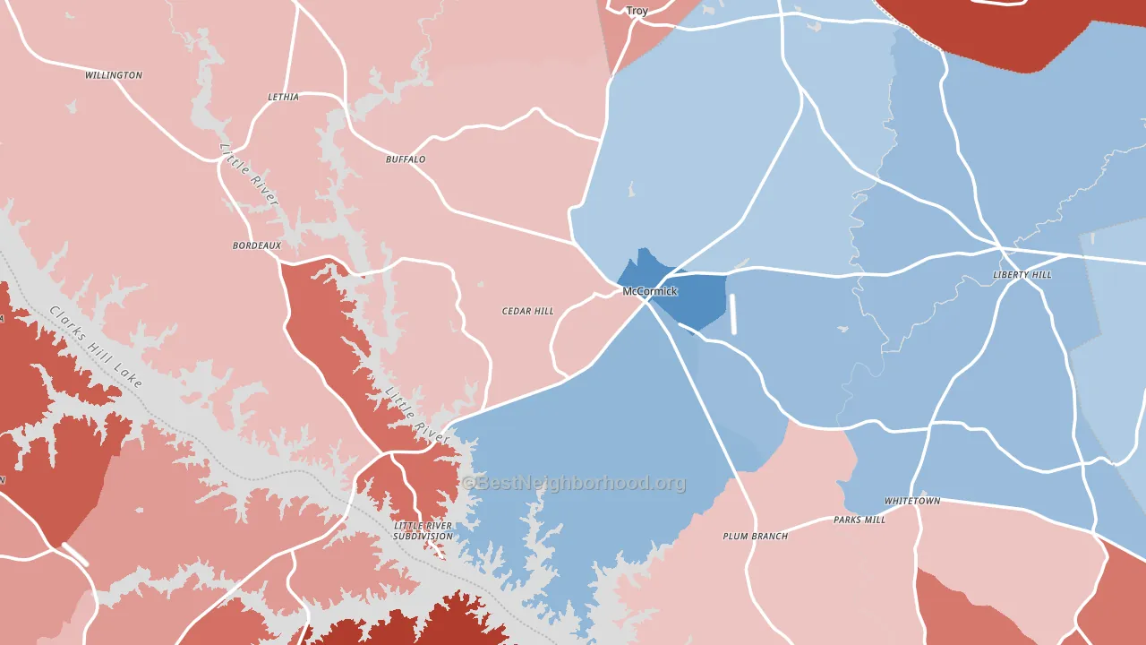 29835, SC block-group political-lean map