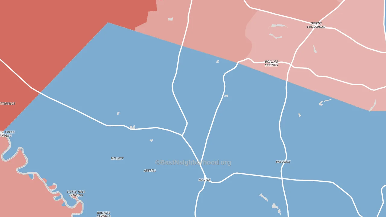 29836, SC block-group political-lean map