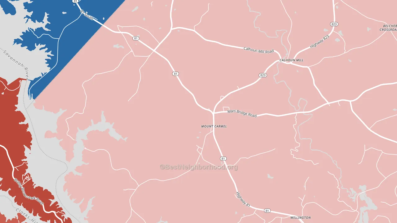 29840, SC block-group political-lean map