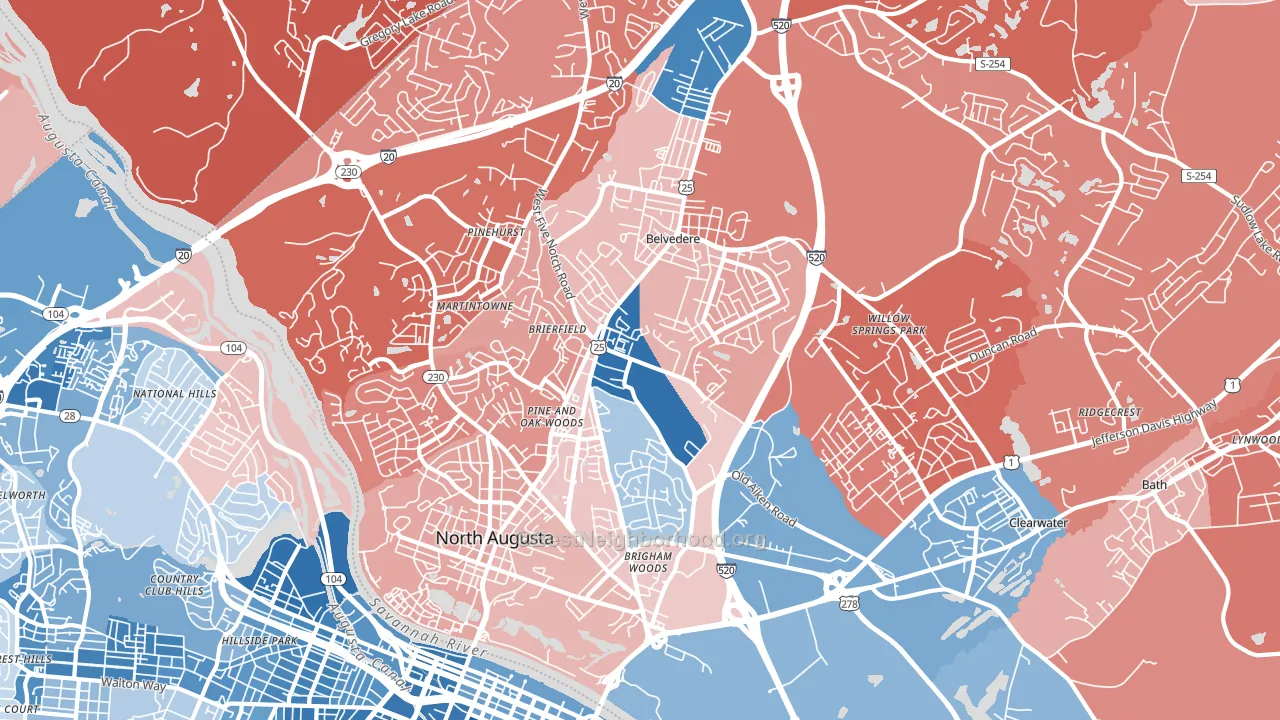 29841, SC block-group political-lean map