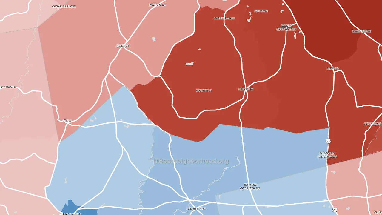 29848, SC block-group political-lean map