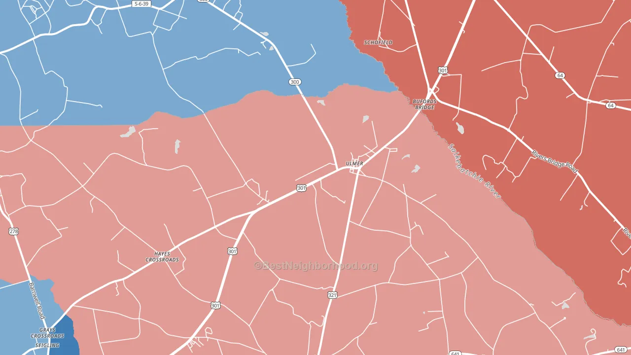 29849, SC block-group political-lean map