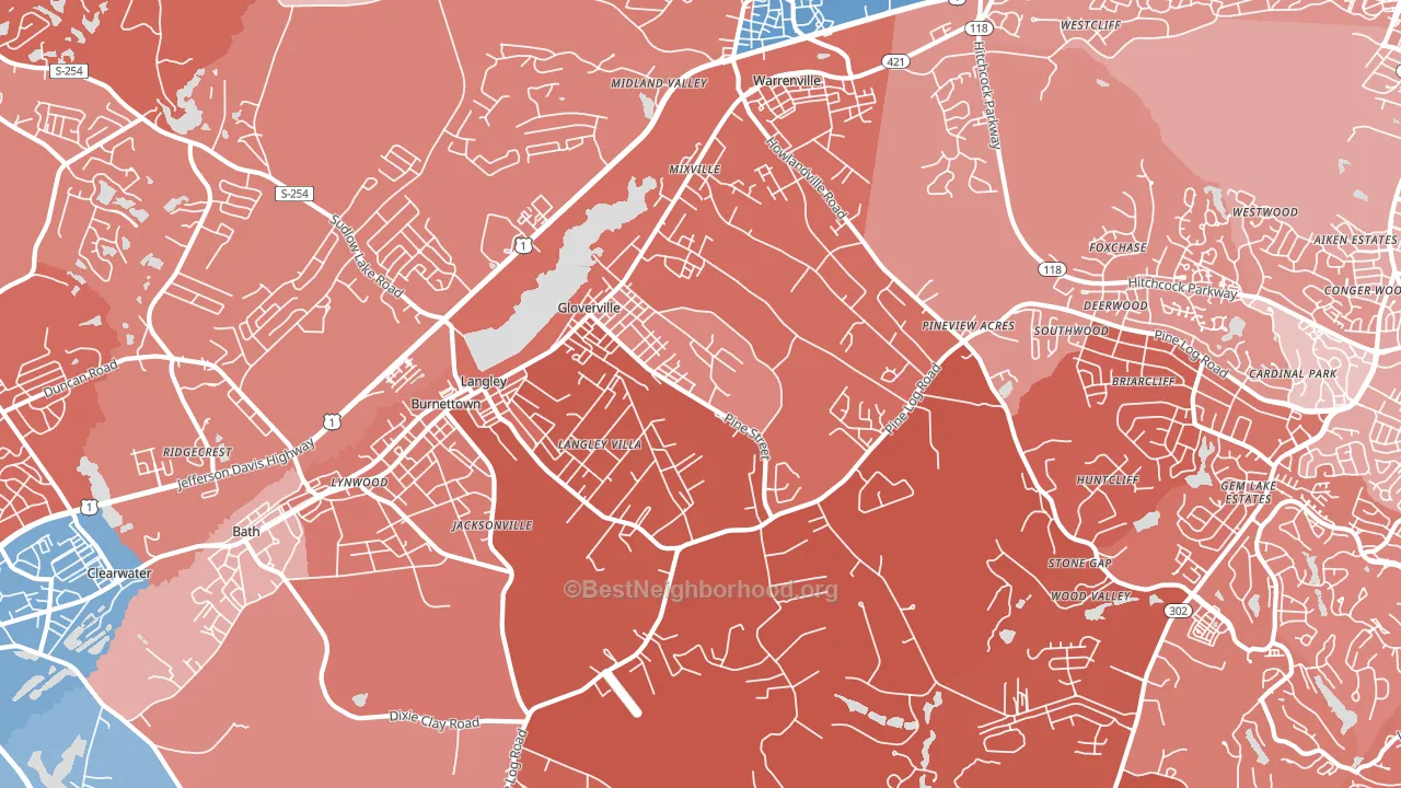 29851, SC block-group political-lean map