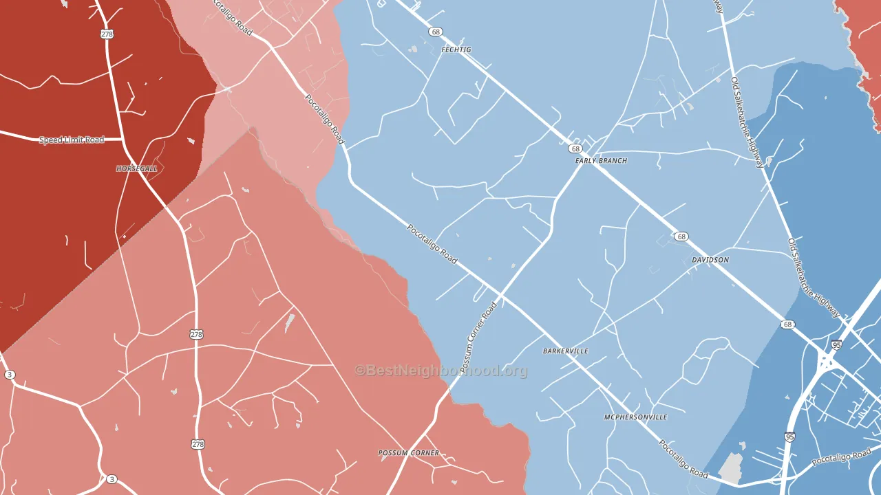 29916, SC block-group political-lean map
