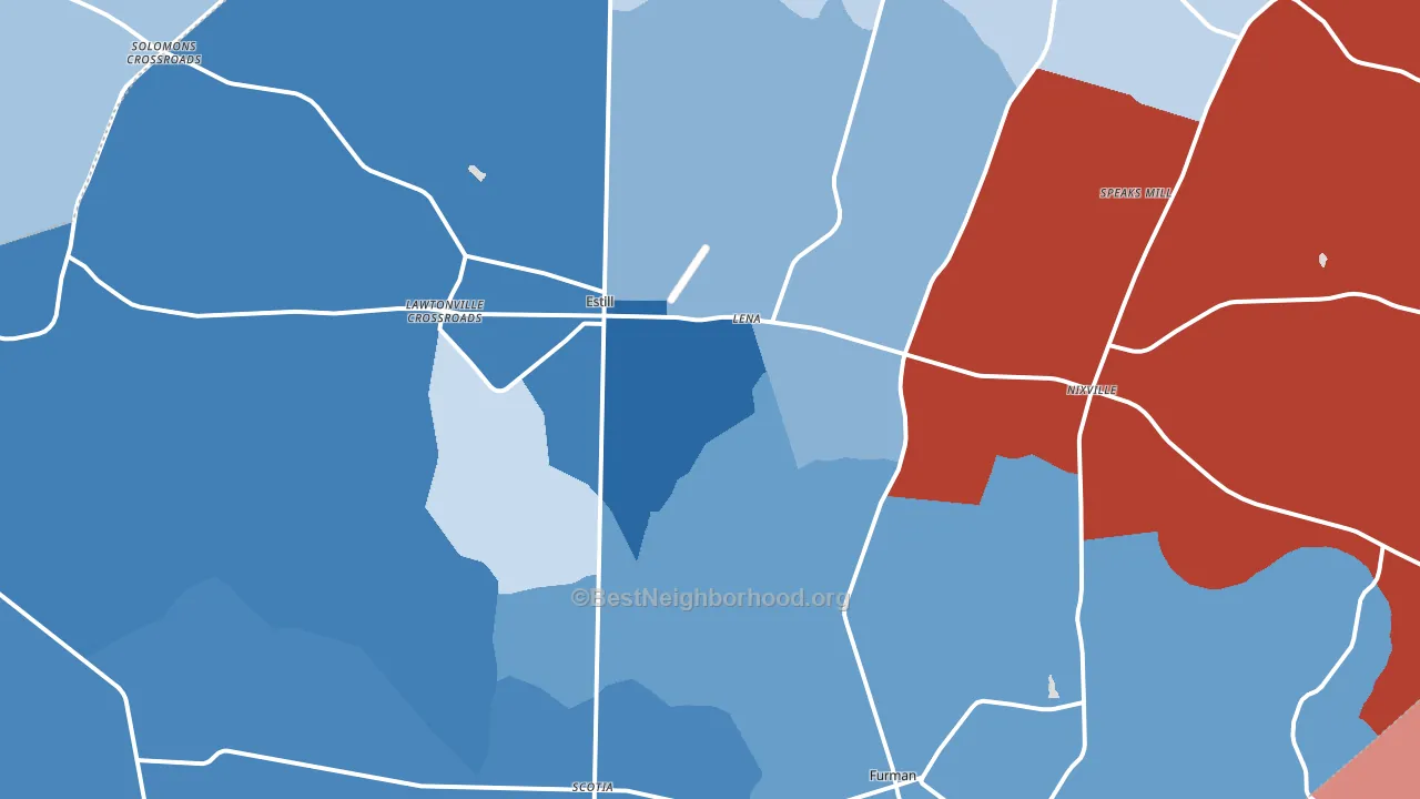 29918, SC block-group political-lean map