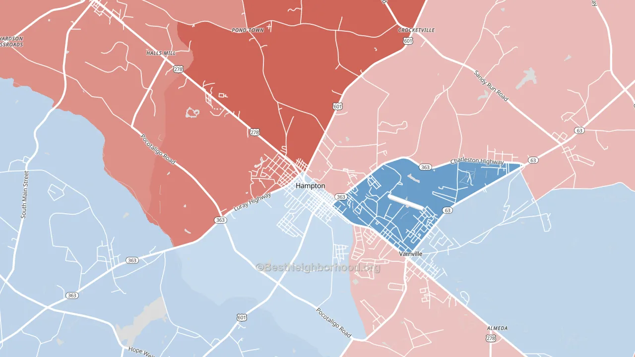 29924, SC block-group political-lean map