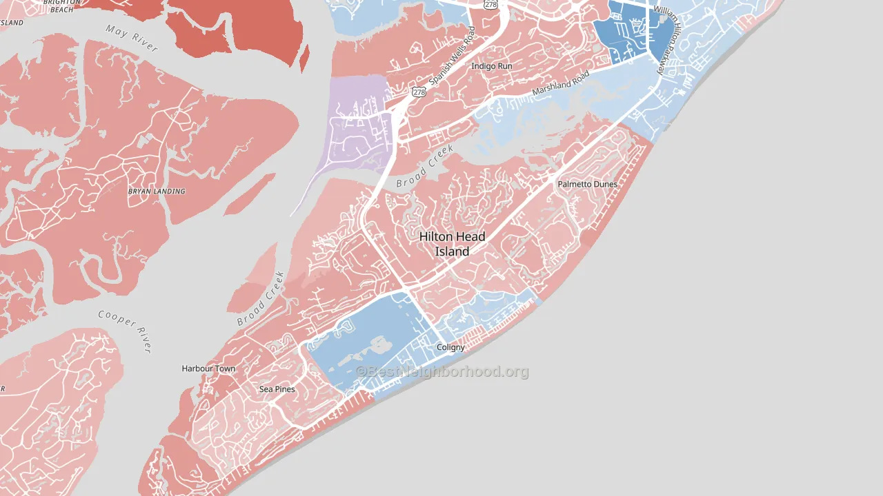 29928, SC block-group political-lean map