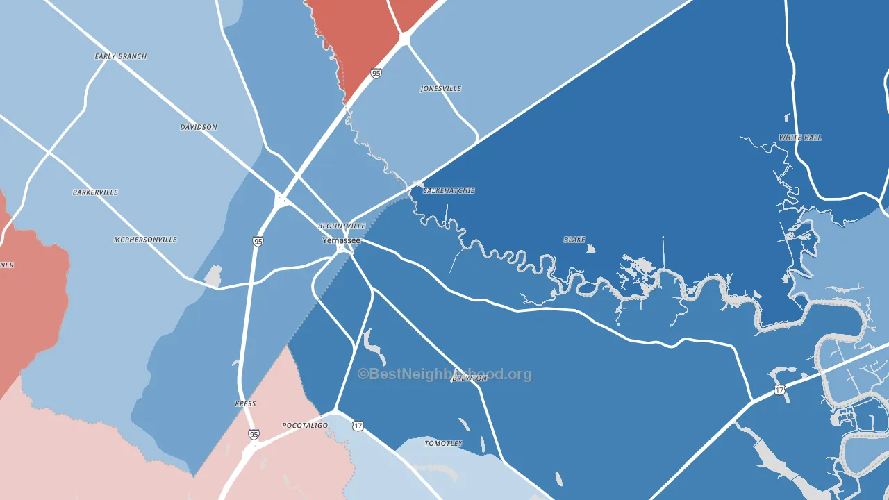 29945, SC block-group political-lean map