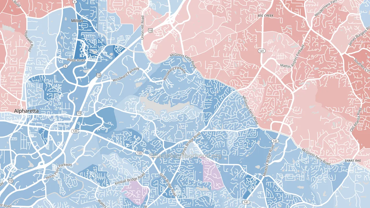 30005, GA block-group political-lean map