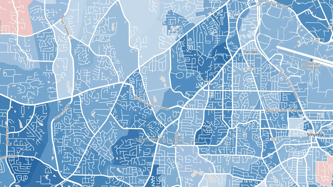 30008, GA block-group political-lean map