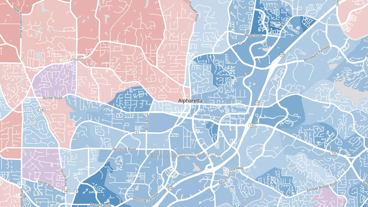 30009, GA block-group political-lean map
