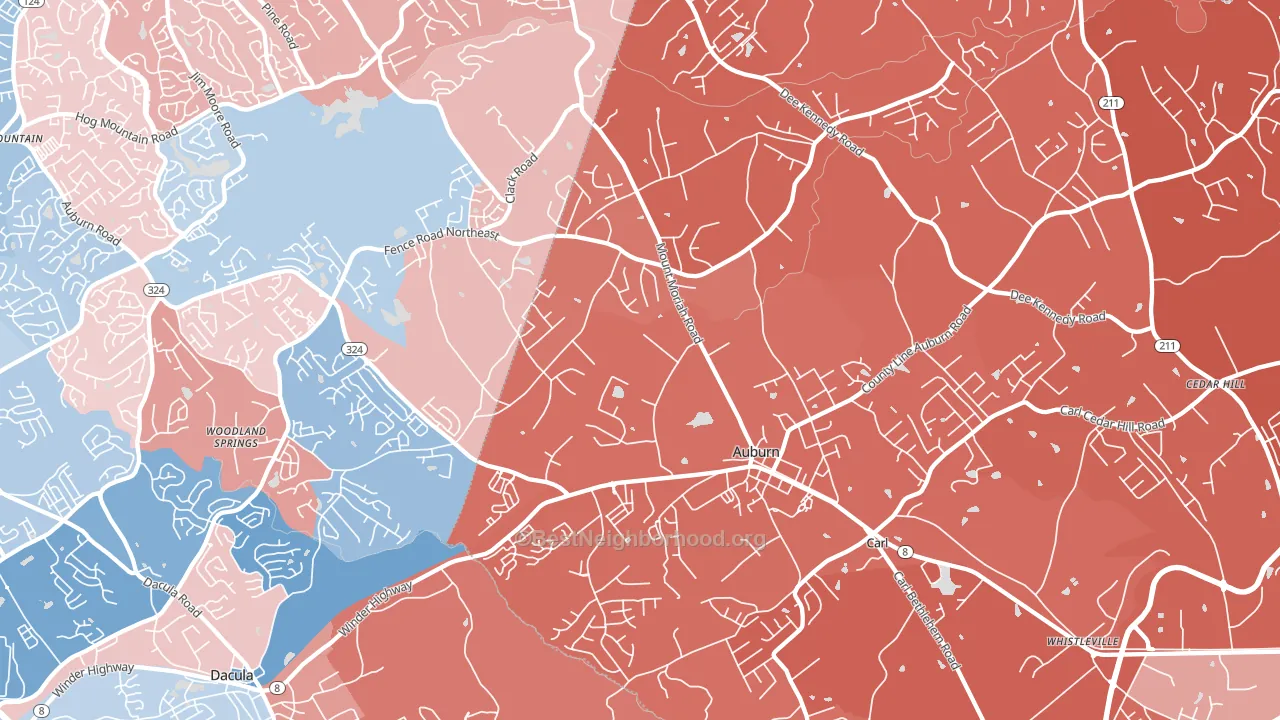 30011, GA block-group political-lean map