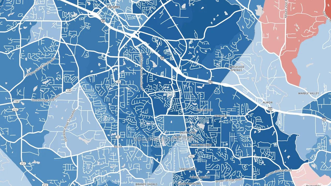 30013, GA block-group political-lean map
