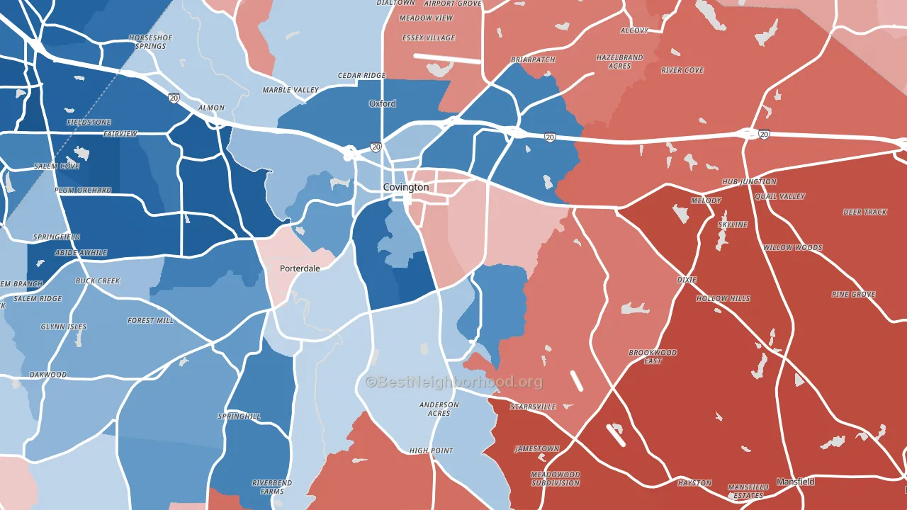 30014, GA block-group political-lean map