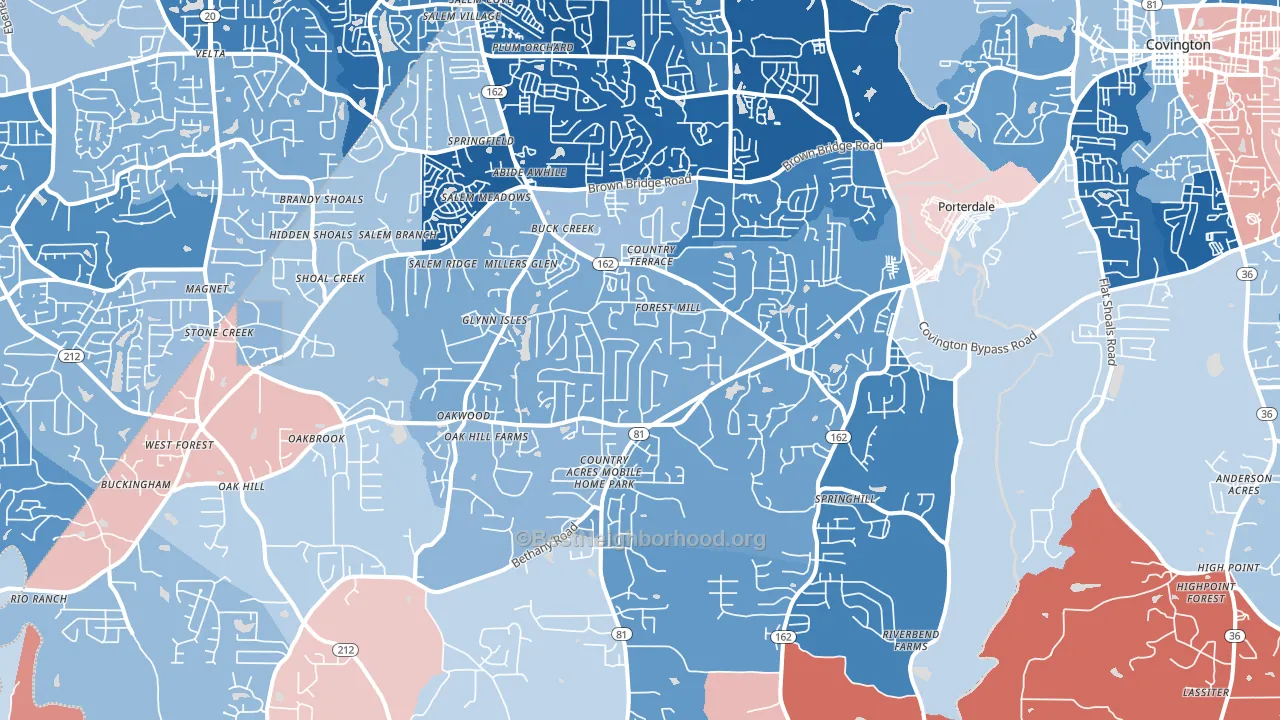 30016, GA block-group political-lean map