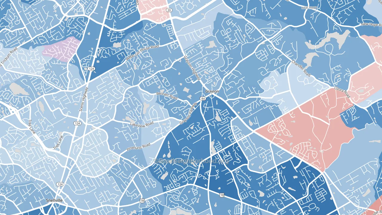 30017, GA block-group political-lean map