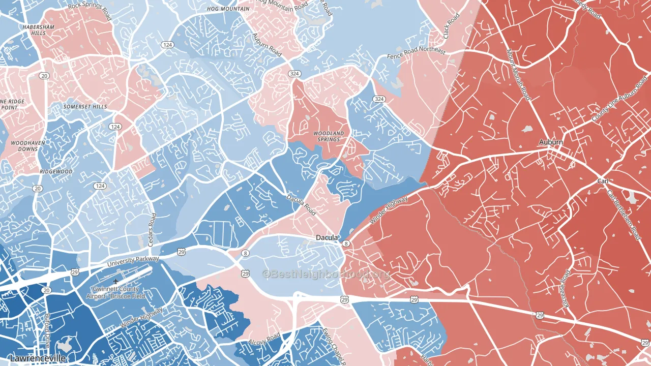 30019, GA block-group political-lean map