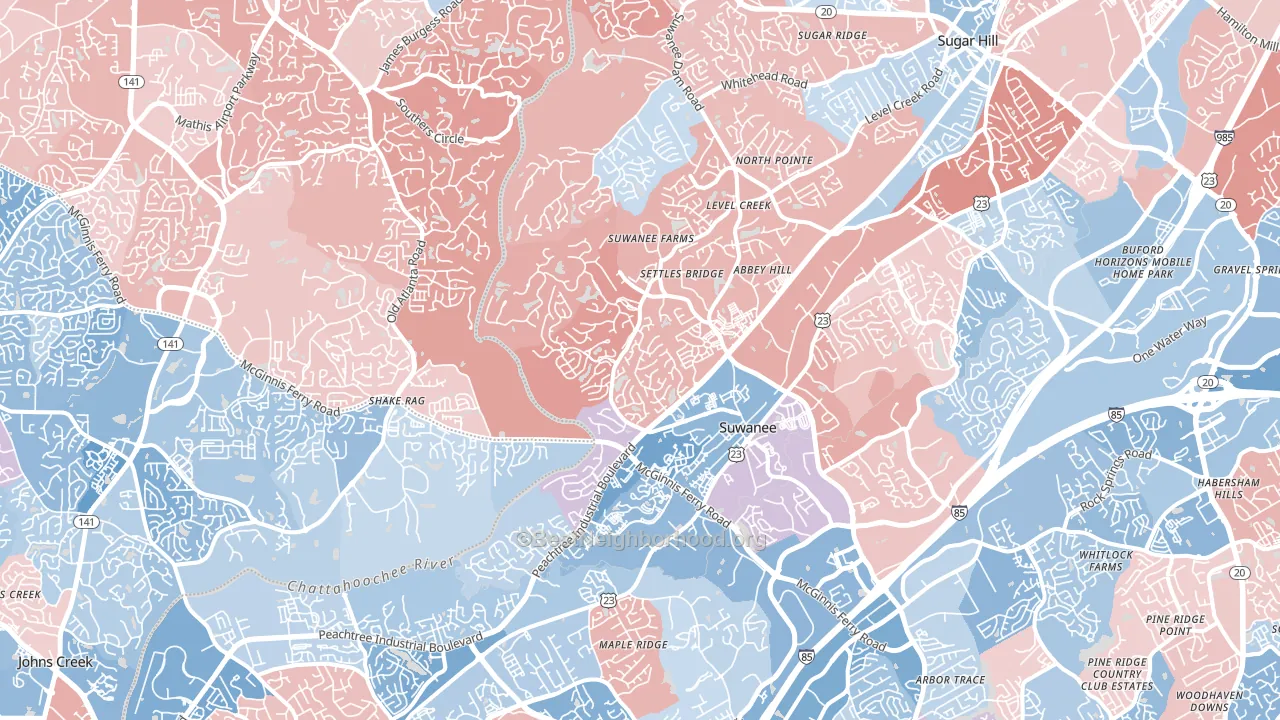 30024, GA block-group political-lean map
