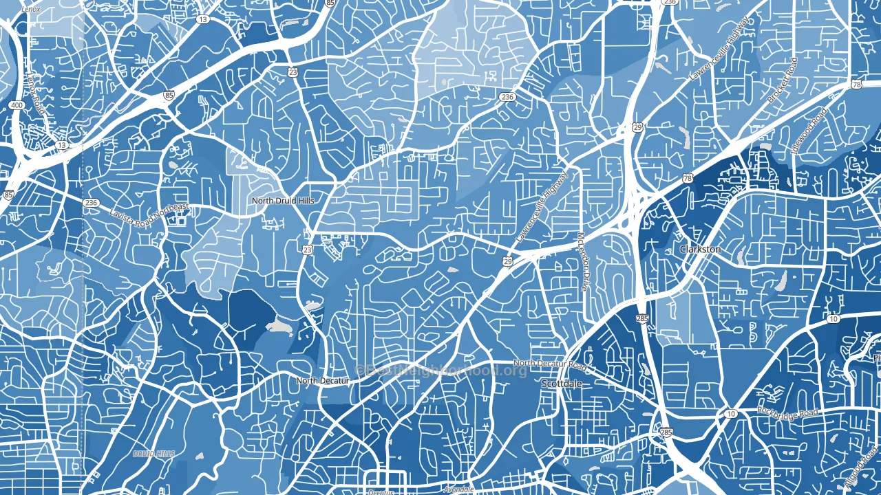 30033, GA block-group political-lean map