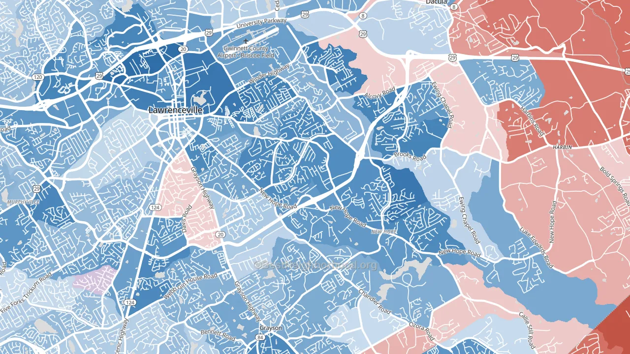 30045, GA block-group political-lean map