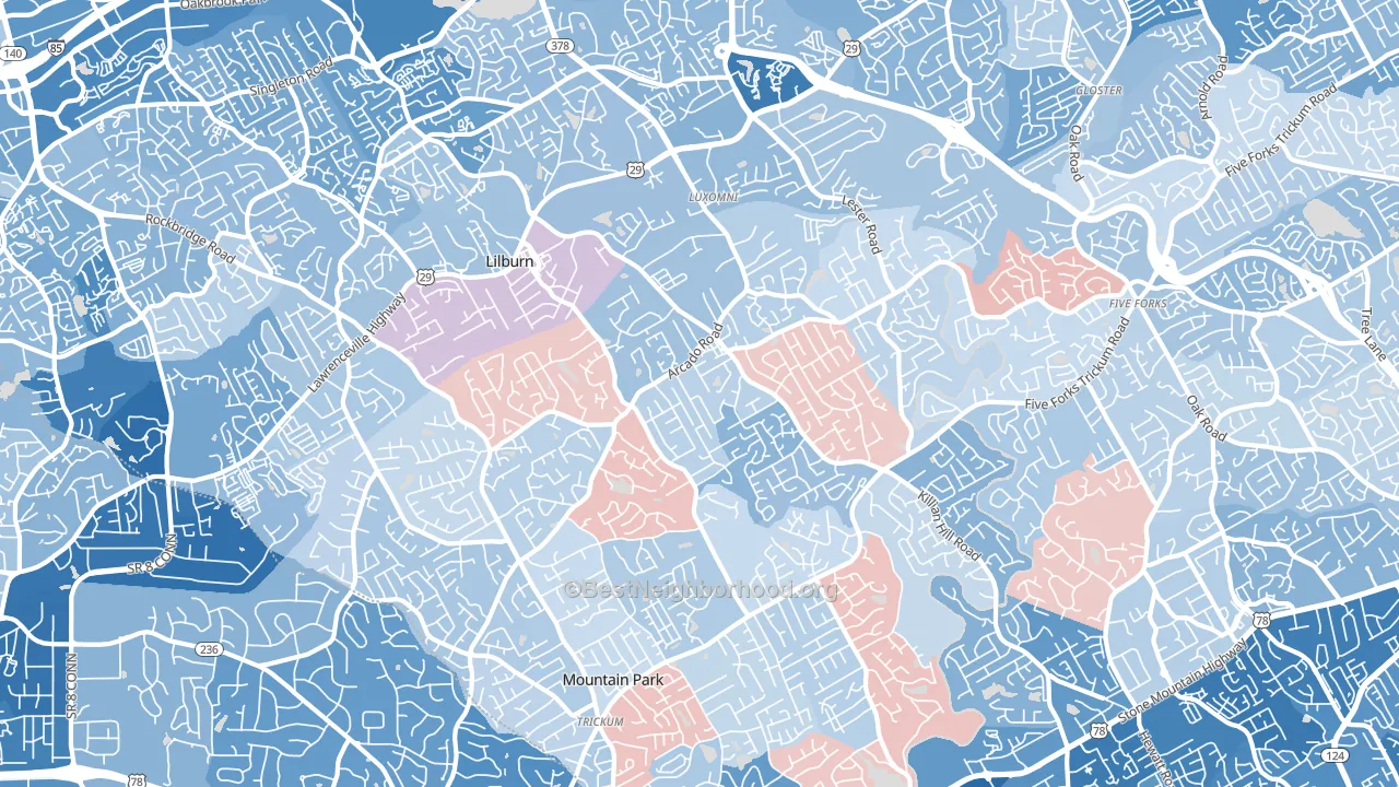 30047, GA block-group political-lean map