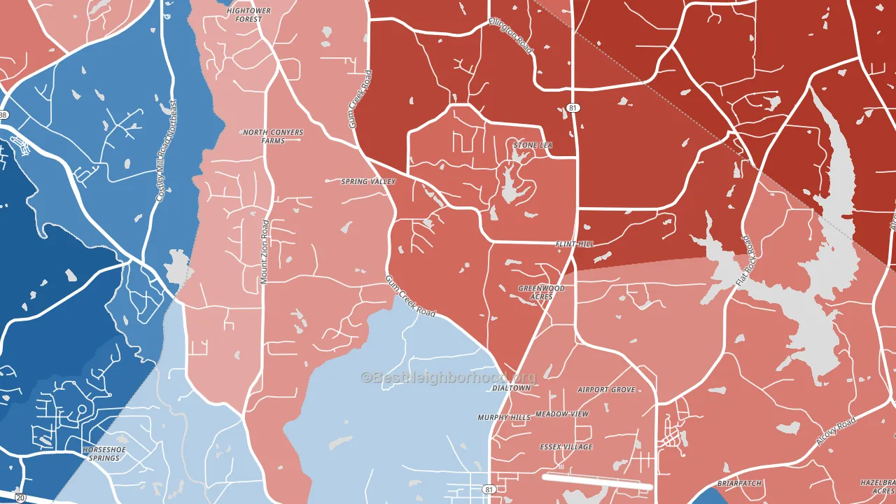 30054, GA block-group political-lean map