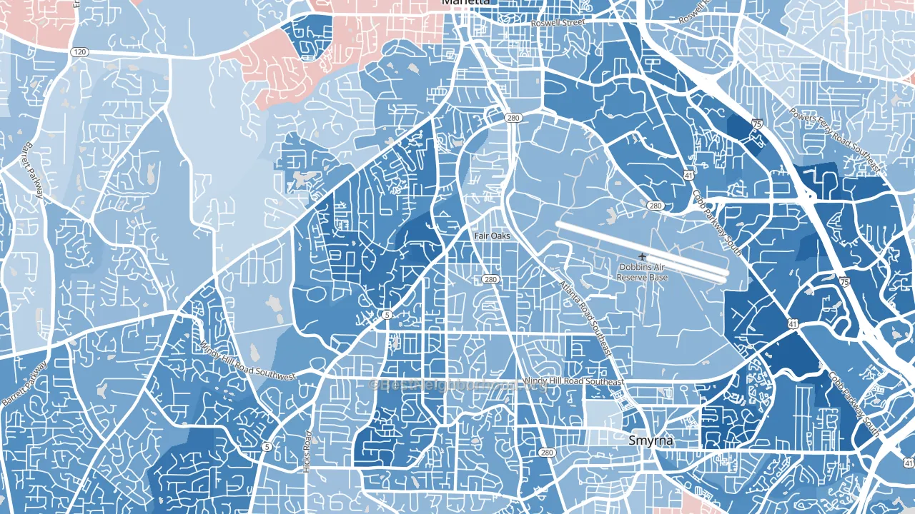 30060, GA block-group political-lean map