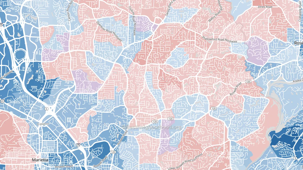 30062, GA block-group political-lean map
