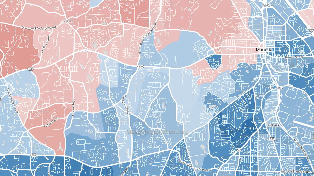 30064, GA block-group political-lean map