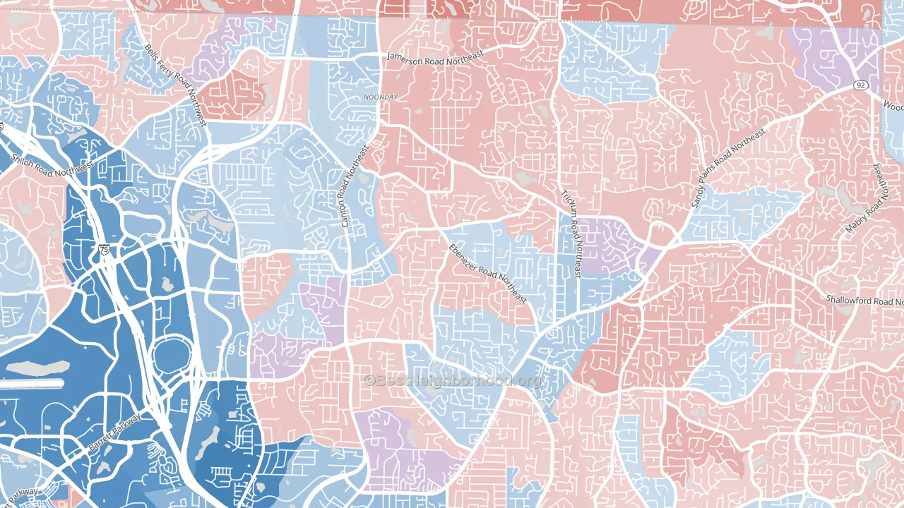 30066, GA block-group political-lean map