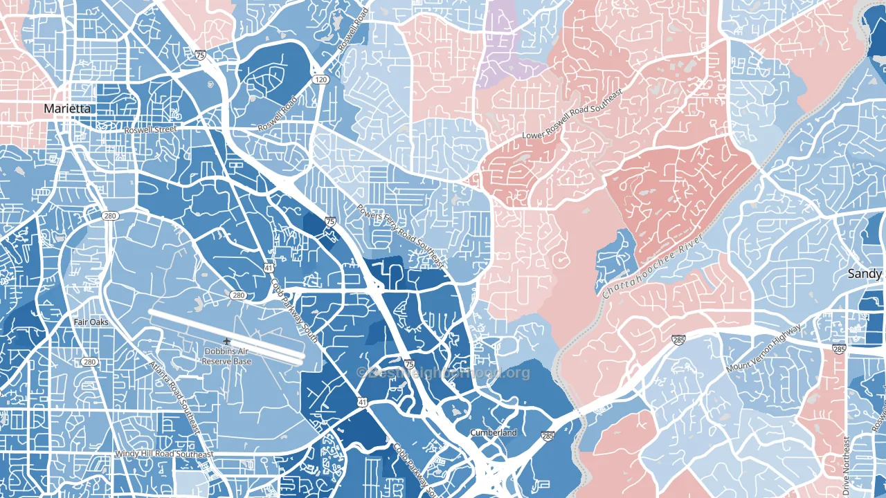 30067, GA block-group political-lean map