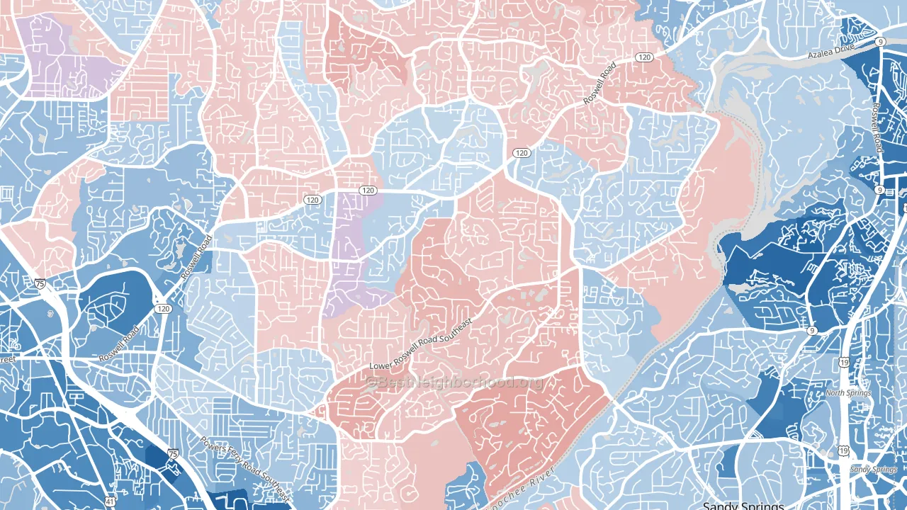 30068, GA block-group political-lean map