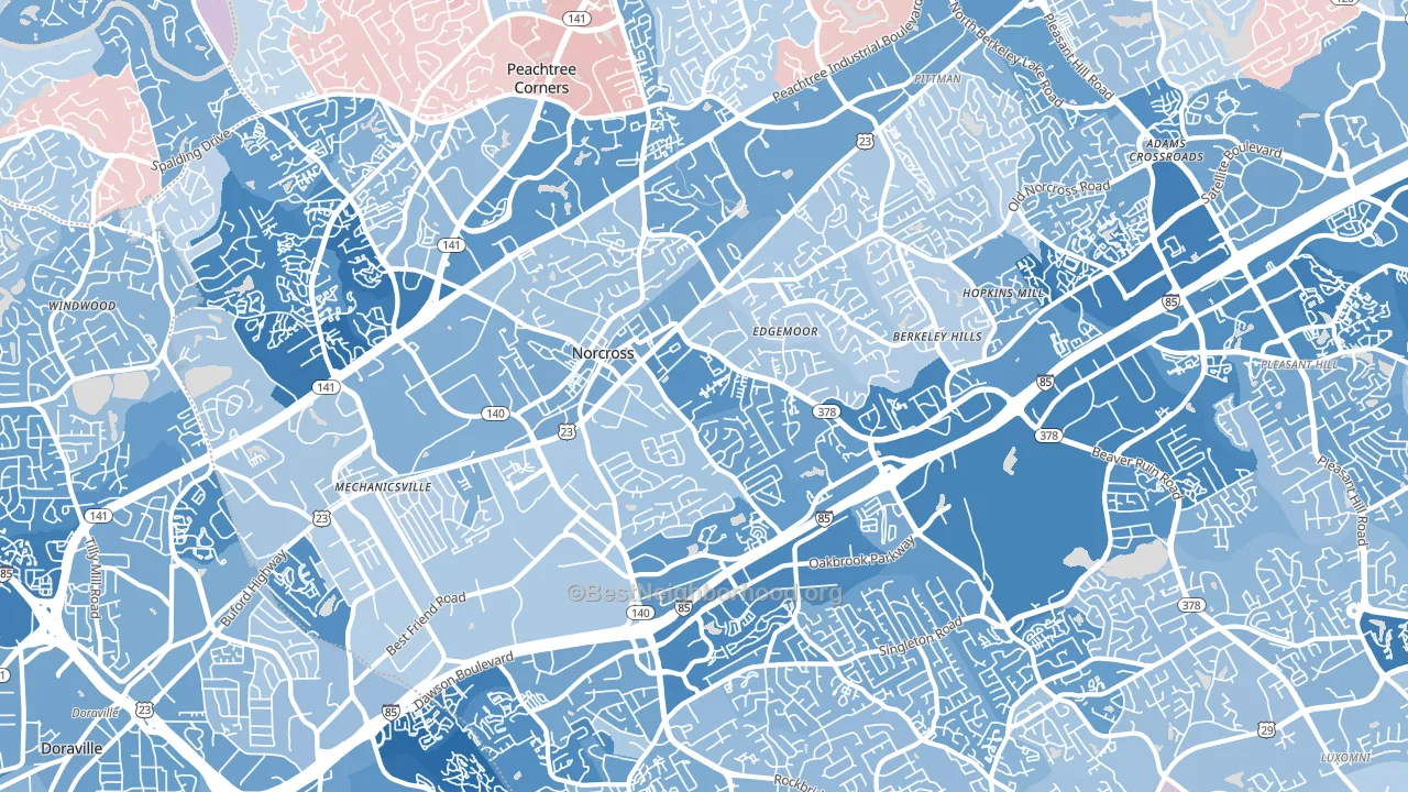 30071, GA block-group political-lean map