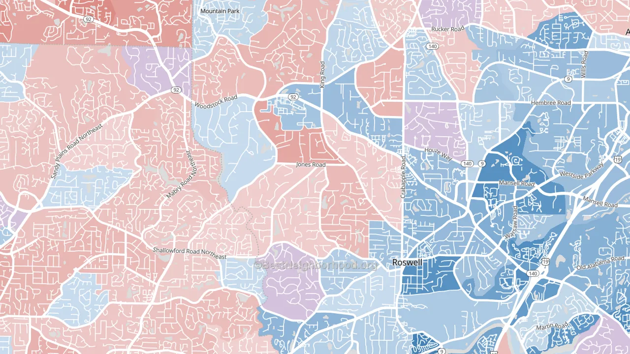 30075, GA block-group political-lean map