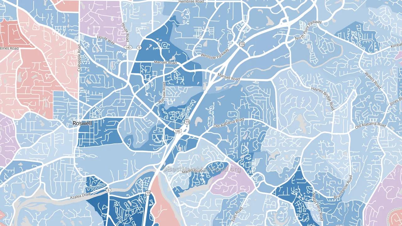 30076, GA block-group political-lean map