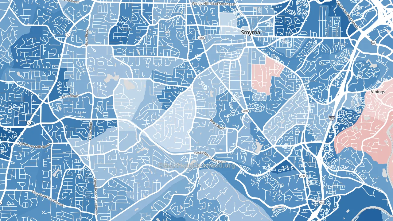 30082, GA block-group political-lean map