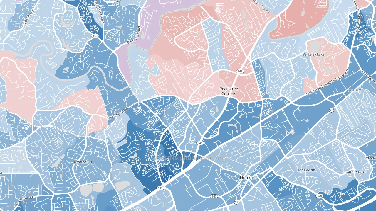 30092, GA block-group political-lean map