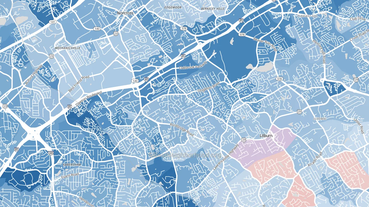 30093, GA block-group political-lean map