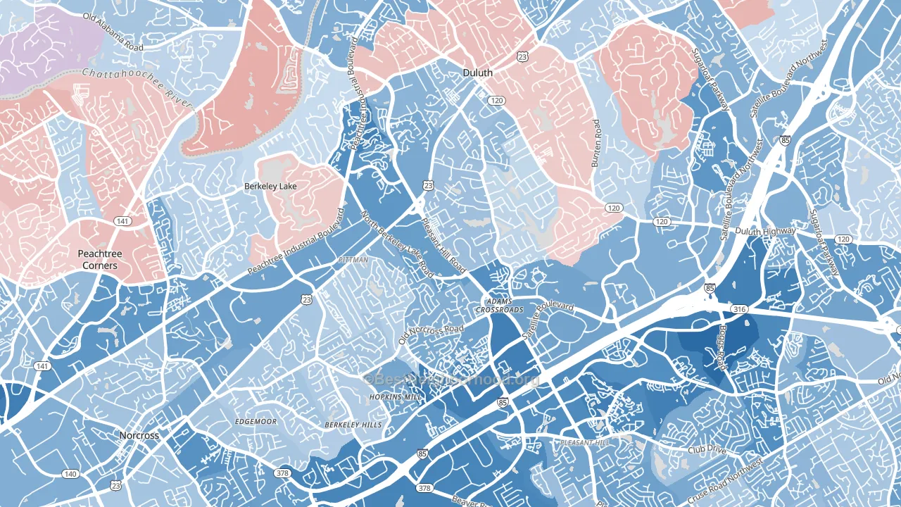 30096, GA block-group political-lean map