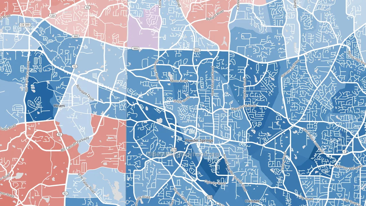 30127, GA block-group political-lean map