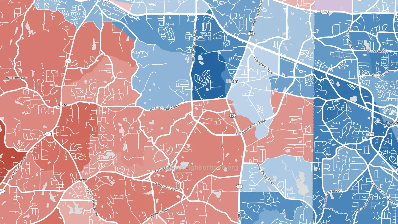 30141, GA block-group political-lean map