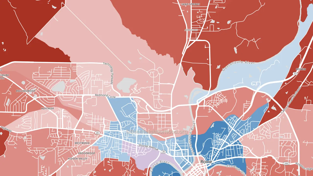 30149, GA block-group political-lean map
