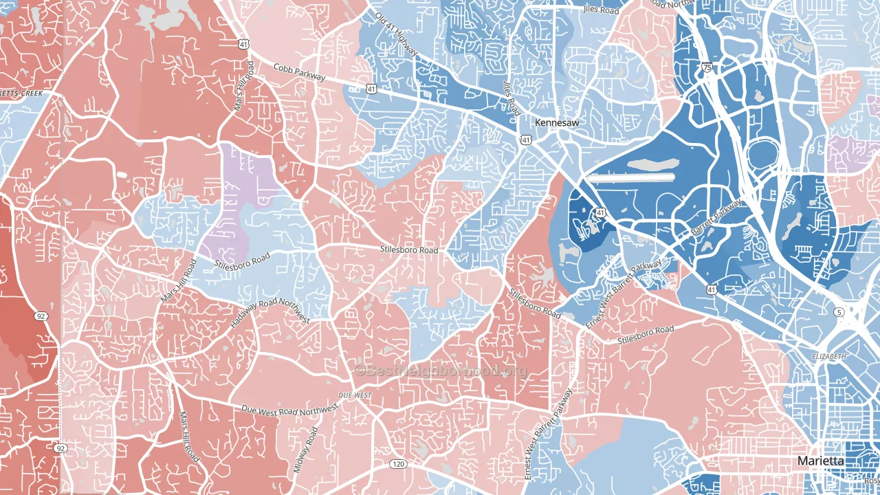 30152, GA block-group political-lean map