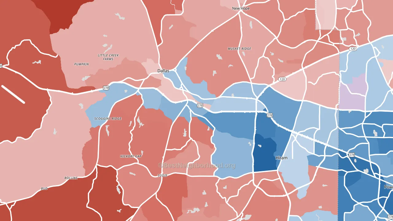 30157, GA block-group political-lean map