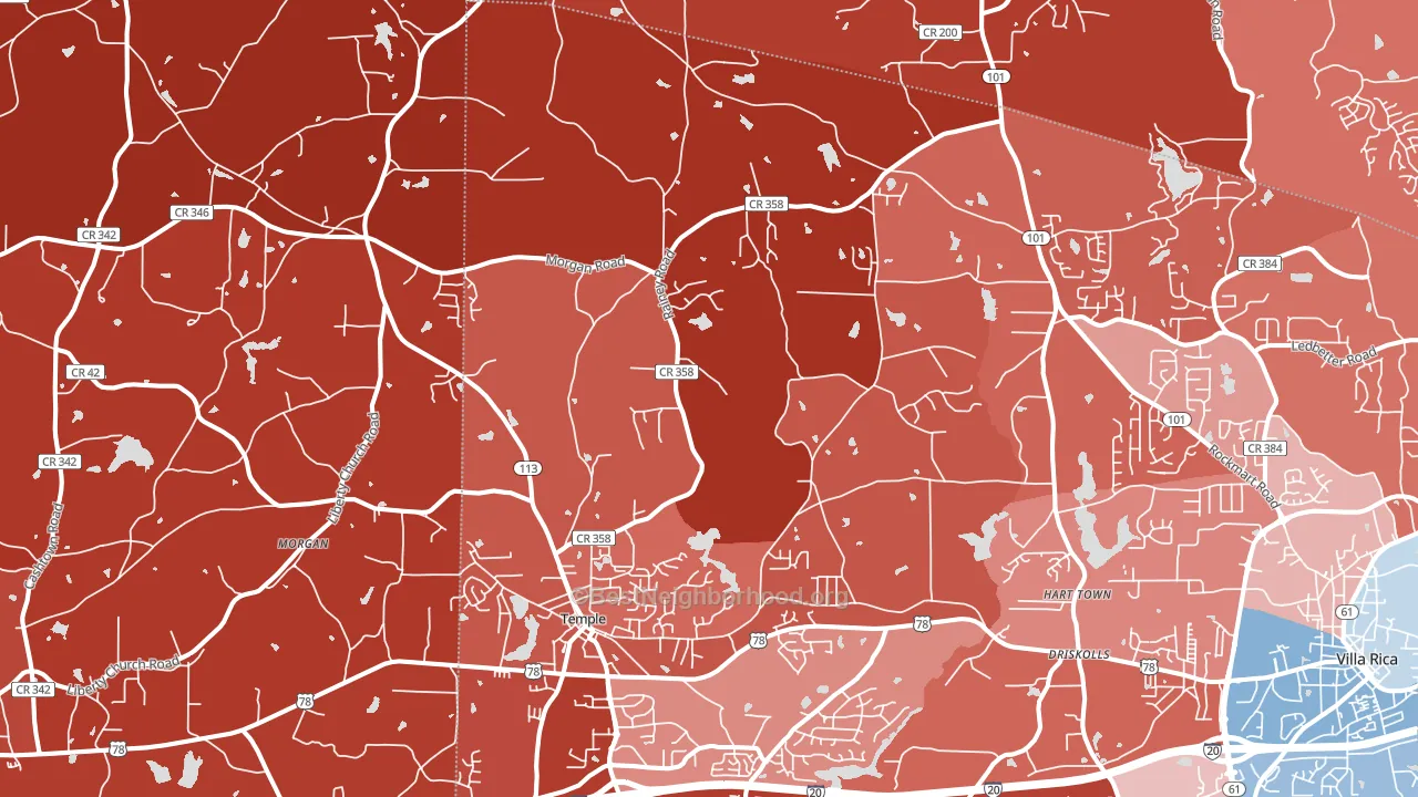 30179, GA block-group political-lean map