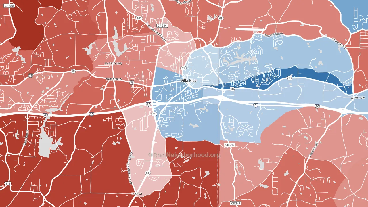 30180, GA block-group political-lean map