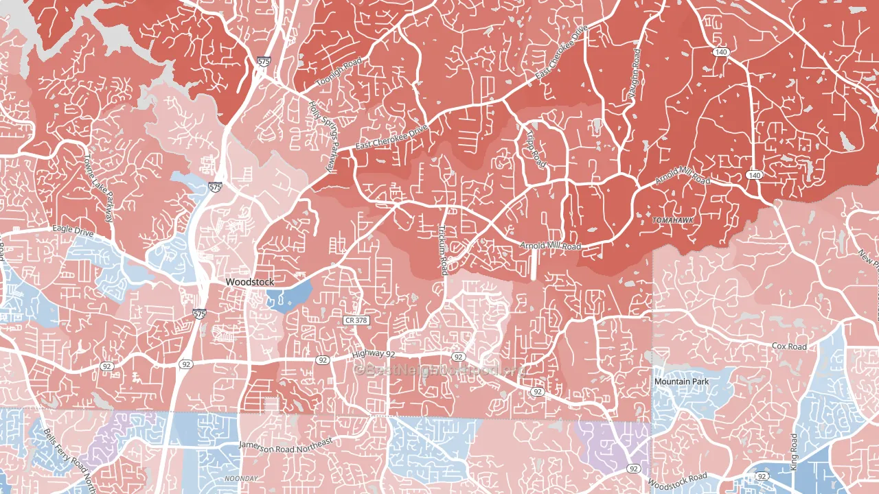 30188, GA block-group political-lean map